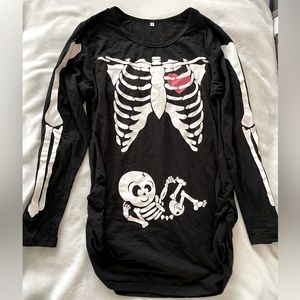 Maternity Halloween mommy and baby skeleton long sleeve shirt